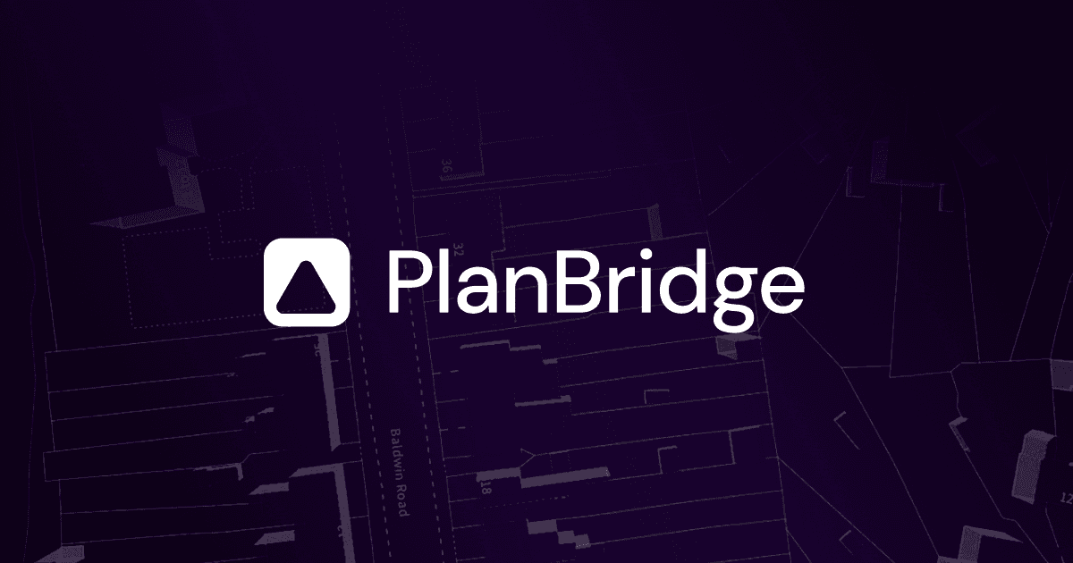 PlanBridge logo over a dark street map