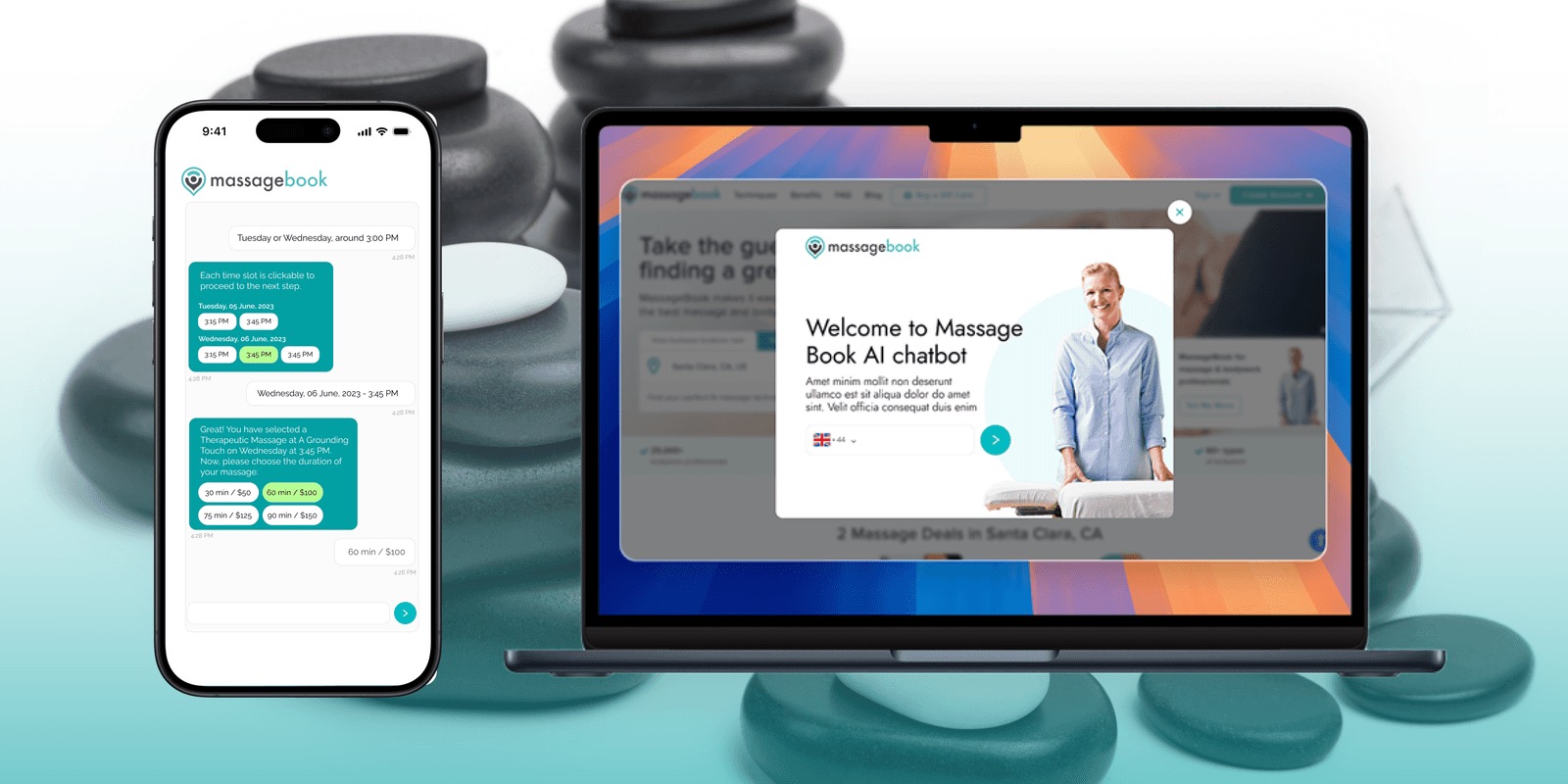 MassageBook product screens