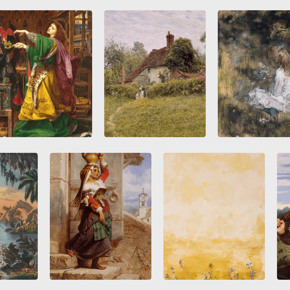 Grid of artwork thumbnails from a curated client selection